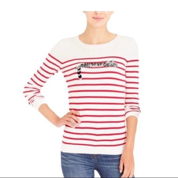 J. Crew Mercantile Striped Cat Print Sweater Sz XS - Picture 2 of 7